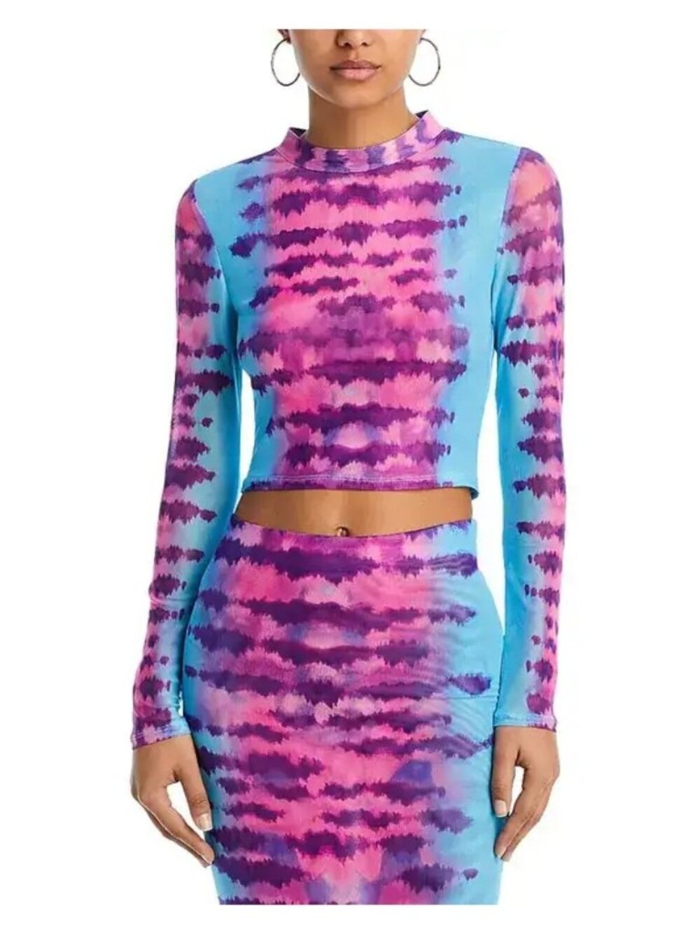 NWT Rococo Sand Opal Mock Neck Crop Top Turquoise Womens Size XS